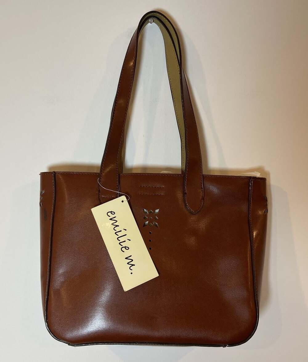 NWT Emilie M Purse Handbag Faux Leather Cutout Brown New